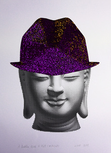 A Buddha With A Hat, 2008, sequins & silkscreen on paper, 76x56cm.jpg